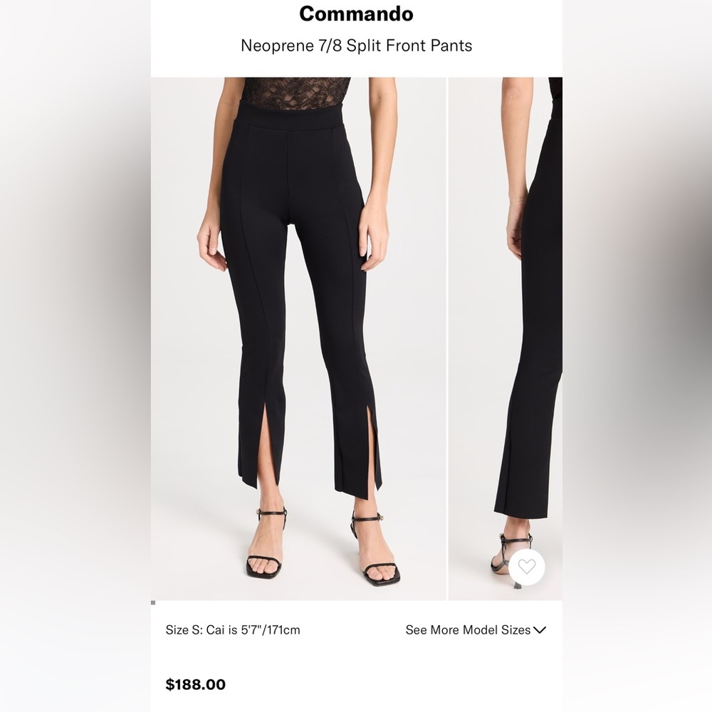 Commando Neoprene 7/8 Split Front Black Pants size XS